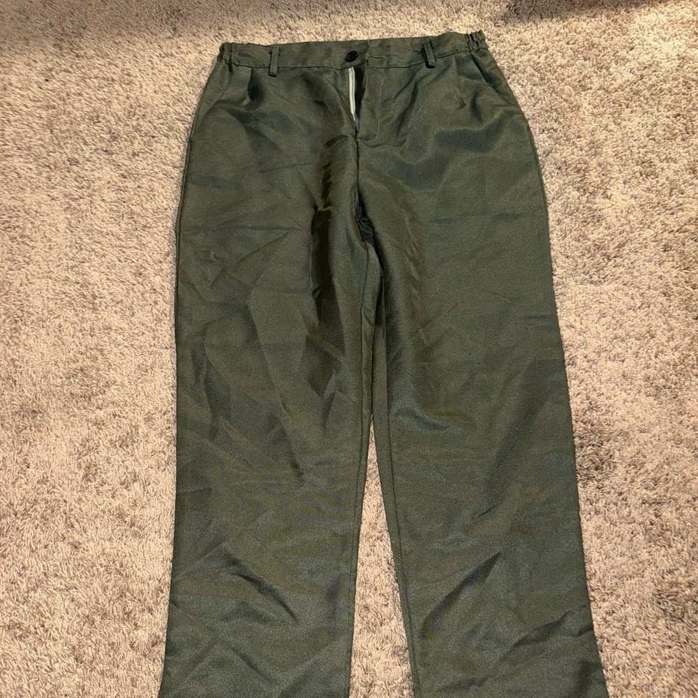 Olive Green Straight-Leg Pants